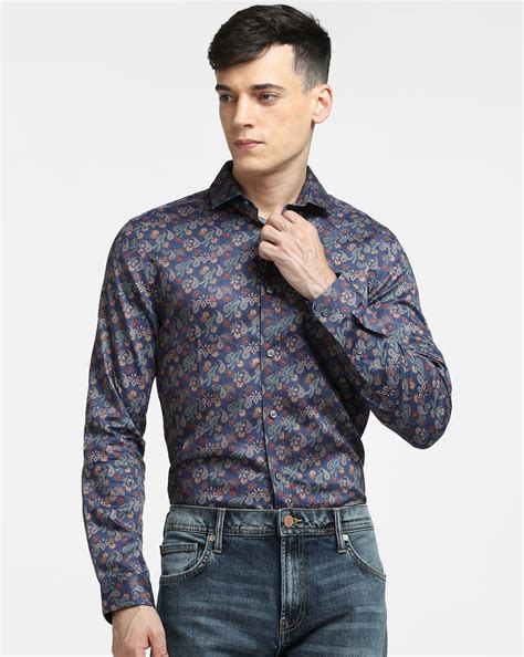 Blue Abstract Print Full Sleeves Shirt