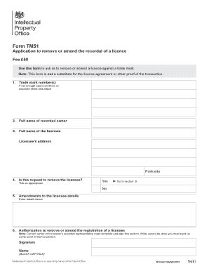 Fillable Online Form TM51 Application to remove or amend the recordal ...
