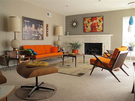 warm mid century modern living room
