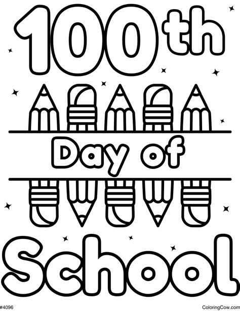100th Day of School Coloring Pages - Coloring Cow