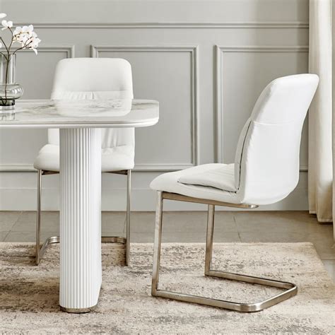 Buy Sophia NXT Set of 2 Faux Leather Dining Chairs - White from Home ...