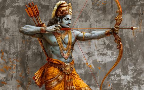 Premium Photo | Lord rama holding bow and arrow on grunge background