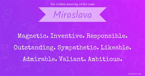 The hidden meaning of the name Miroslava | Namious