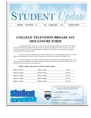 Fillable Online bucks COLLEGE TELEVISION BROADCAST DISCLOSURE FORM ...