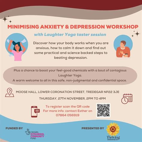 FREE Workshop - Minimising Anxiety and Depression, Moose Hall Tredegar ...
