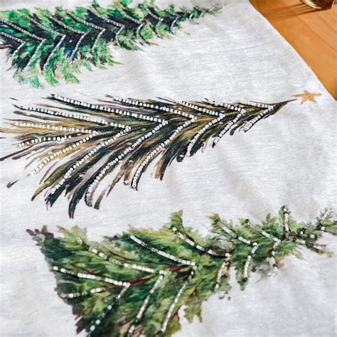 Grove Of Pine Trees Printed White Dining Table Runner Online - Premium ...