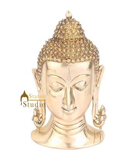Brass Indian Lord Buddha Mask Wall Hanging Dacor Art 11" – StatueStudio