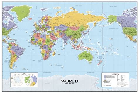 Large Political Map Of The World - Major Cities - Framed Prints by ...