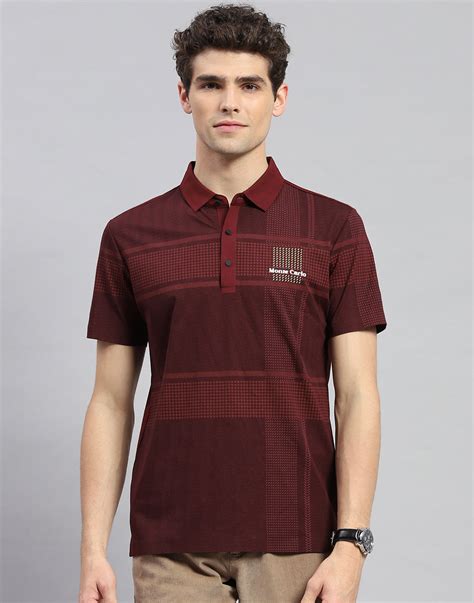 Buy Men Maroon Printed Polo Collar Half Sleeve T-Shirt Online in India ...