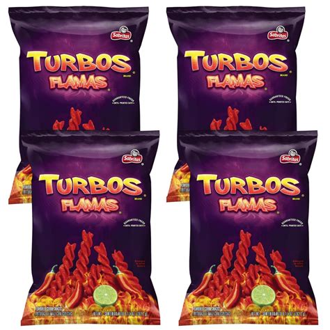 Sabritas TURBOS FLAMAS Corn Twist Snacks 9.25oz (4 Pack) Frito-Lay Chips