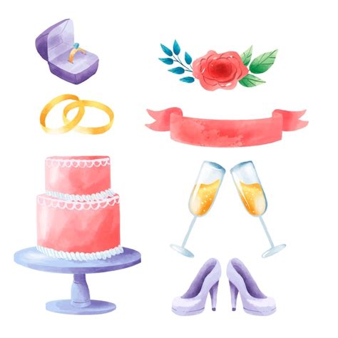 Zaproszenia ślubne kolorowe ikony | Darmowy wektor