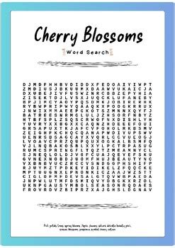 Cherry Blossoms : Word Search - No Prep Enjoyable Activity Worksheet