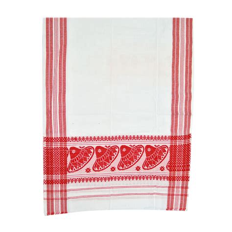 Assamese Poly Cotton Japi Design Red and White Gamcha (Pack-1): Amazon ...
