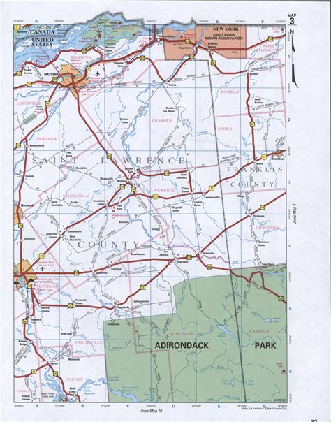 Map of Saint Lawrence County, New York state. Detailed image map of ...