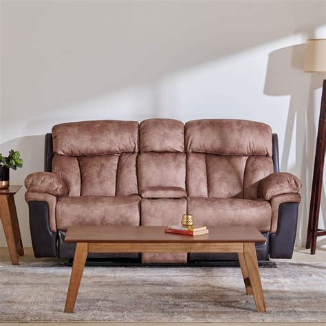 Buy Aries Faux Leather 2-Seater Rocking Recliner - Brown from Home ...