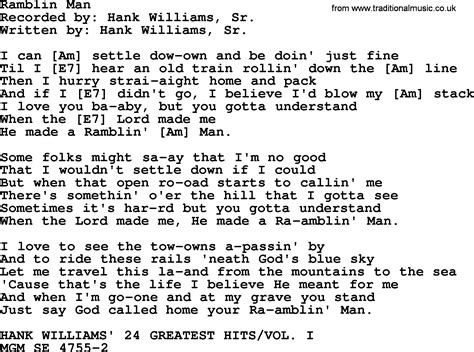 Hank Williams Ramblin Man Chords | Best Guitar Chord Music