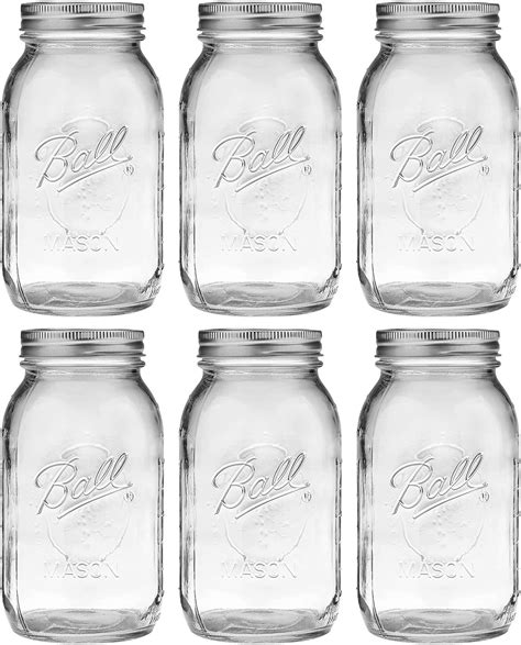 Set of 3 Clear Glass Ball Mason Jars - 32 oz. Wide Philippines | Ubuy
