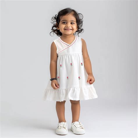 Keebee Organic Cotton Hand-Embroidered Girls White Dress - Tulips – KEEBEE