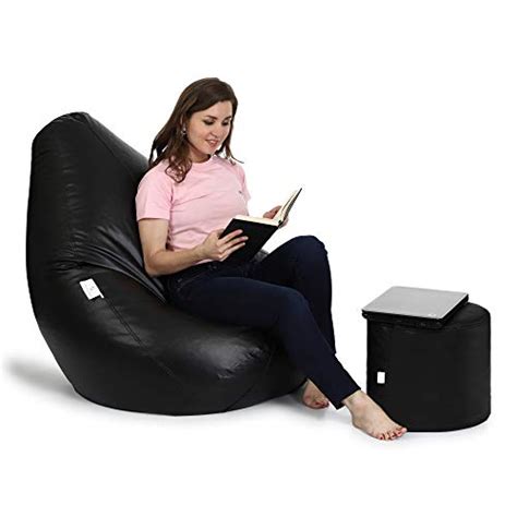 Urban Style Decore XXXL Bean Bag with Footrest Single Seater, Black ...