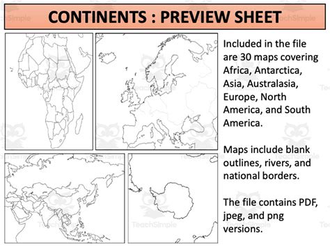 Continents : Map Sheets by Teach Simple