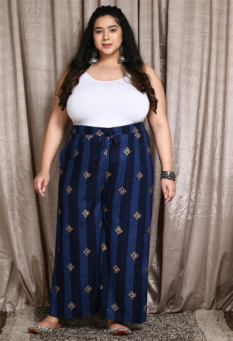 Plus Size Plus Size Pigment Navy Printed Palazzo – DESINOOR.COM