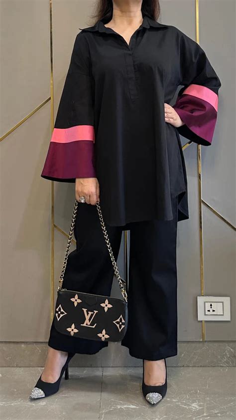 Black and Purple Colour Block Cotton Co-ord Set – leTrendz