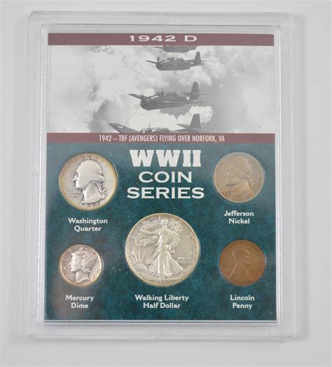 SILVER Coin Set WWII Coin Series 1942-D Historic US Collection ...