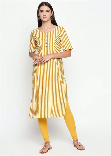 Get Yellow Cotton Straight Kurta at ₹ 714 | LBB Shop