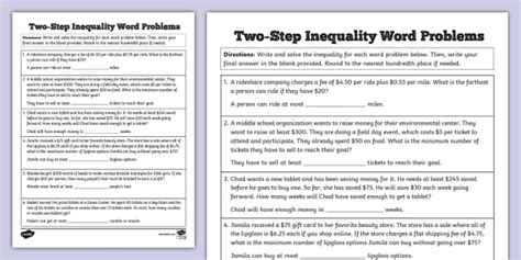 Image result for Two-Step Inequality Word Problems