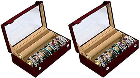 Kuber Industries Wooden 2 Piece Two Rod Transparent Velvet Bangle ...
