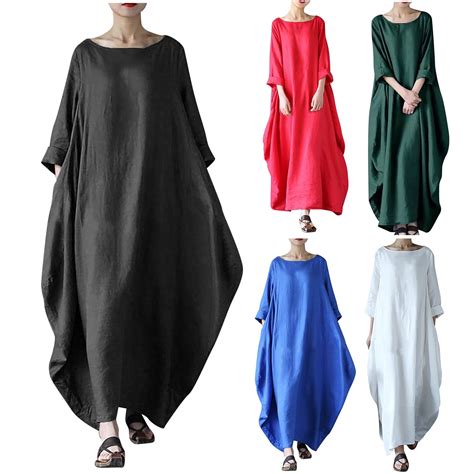 Danhjin Dresses for Women 2025 casual Summer Maxi Dress Solid Plus Size ...