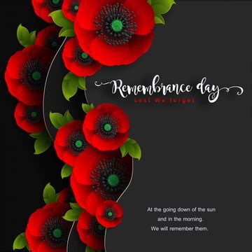 Remembrance day lest we forget. realistic red poppy flower with paper ...