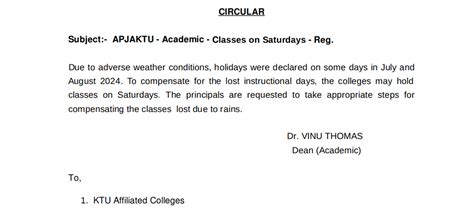Classes to Be Held on Saturdays: Important KTU Announcement | KTU ...