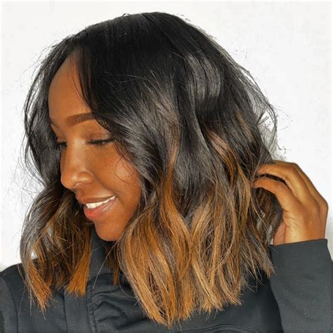 20 Chic Ideas of Black Hair with Caramel Highlights