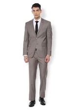Buy Men Grey Textured Formal Two Piece Suit Online - 451392 | Van Heusen