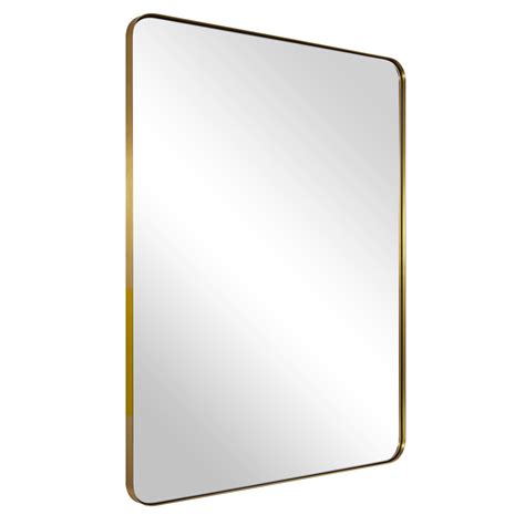 Andy Star Gold Bathroom Mirror 24x36 Brushed Brass Rectangle Metal ...