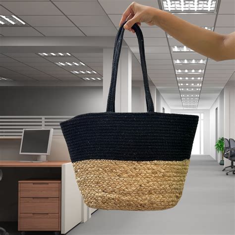 Black Jute and Cotton Handbag – JASMEY HOMES