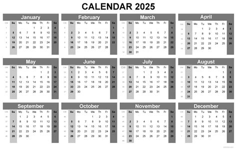 52 Week Calendar 2025 Printable | Calendar Printable