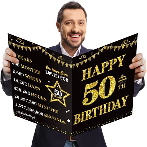 Amazon.com : Large 50th Birthday Card With Envelope, Jumbo 50 Birthday ...