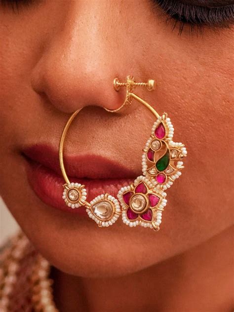 Nose Rings - Nose Studs - Bridal Jadau Kundan Nath – Mortantra