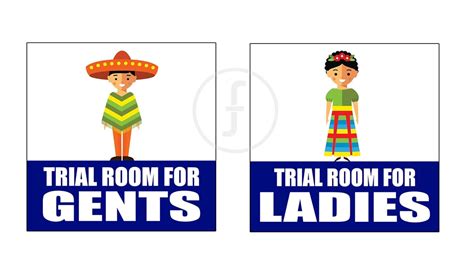 fingerz Pack of 2 Trial Room for Gents and Ladies Signage Wall Sticker ...
