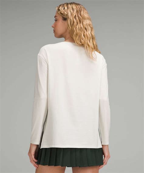 Lululemon Relaxed-Fit Boatneck Long-Sleeve Shirt - Bone - lulu fanatics