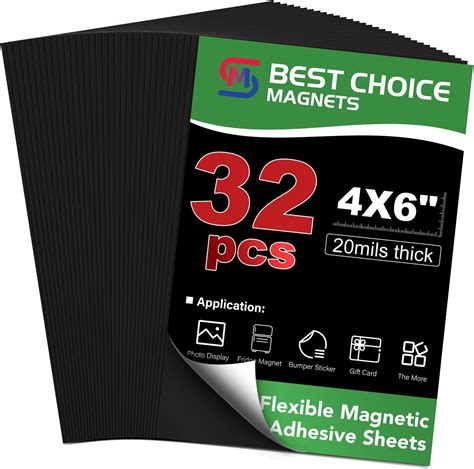 Amazon.com: 32P Adhesive Magnetic Sheets 4" x 6"Flexible Magnetic ...