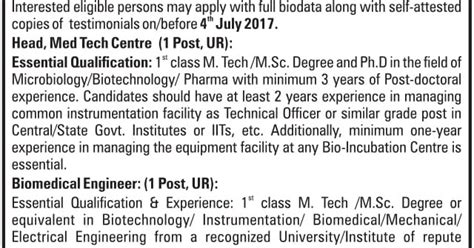 Bangalore Bioinnovation Centre Recruits Personnel under BioNEST Scheme