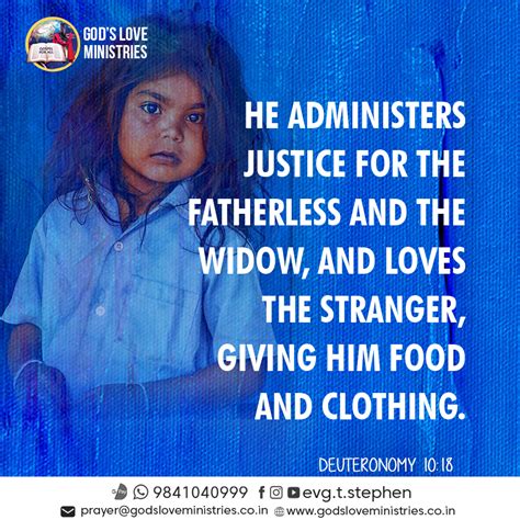 Deuteronomy 10:18 :: God's Love Ministries - Today's Promise