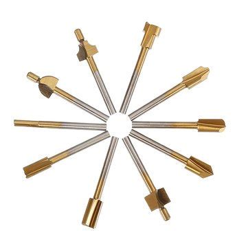 Atoz prime 10Pcs 3mm Titanium Coated HSS Router Bit Set 3mm Shank Burr ...