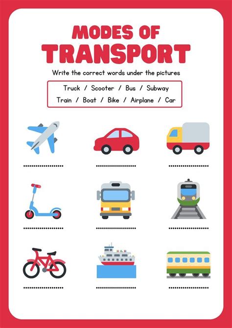 Means of Transportation Worksheet 的图像结果