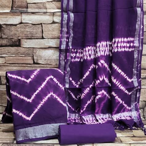 GOVIND HAND PRINTERS Purple Shibori Linen Cotton Suit Set With LInen ...