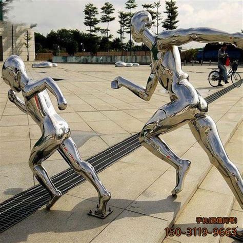 不锈钢跑步雕塑 广场不锈钢运动雕塑 -宏通雕塑