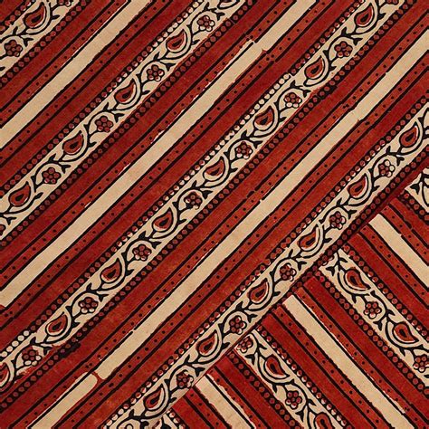 Pure Cotton Gad Ajrak Red And Cream Intricate Design Border Hand Block ...